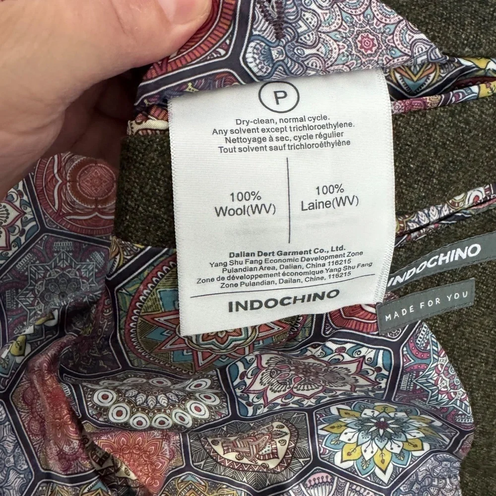 NWT Indochino Wool Blazer Olive Green with Floral Paisley Interior Yaletown 52